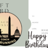 A gift card with the washington monument and capitol building in the background.
