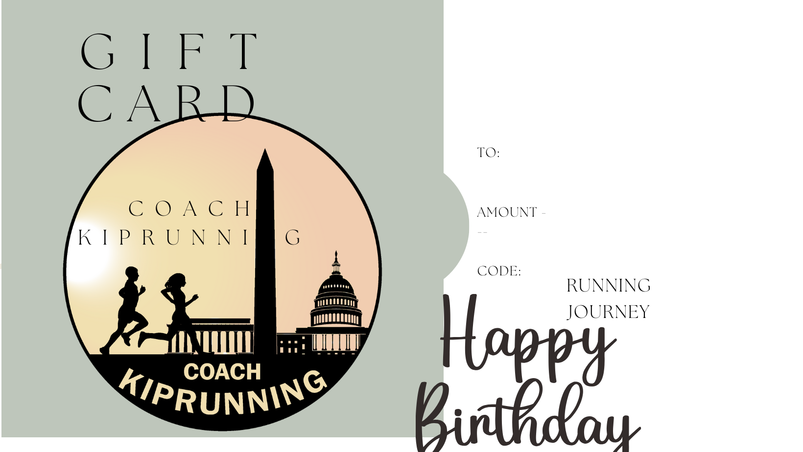 A gift card with the washington monument and capitol building in the background.