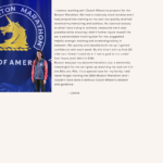 A person standing in front of a boston marathon banner.