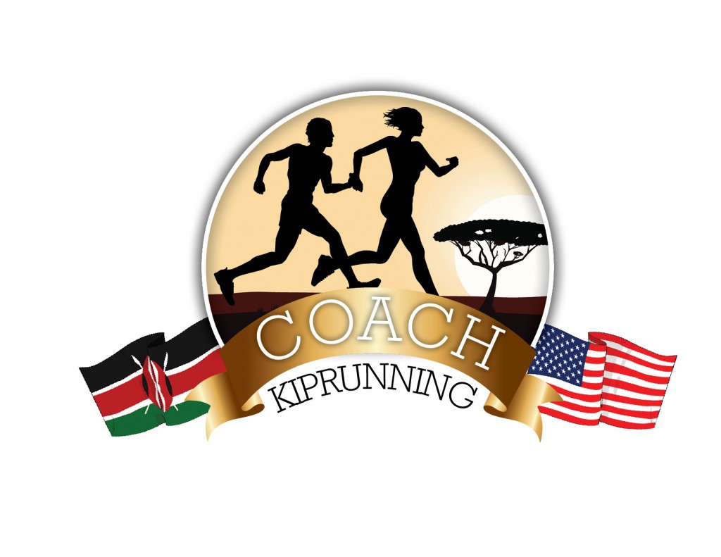 A logo of two people running in the distance.