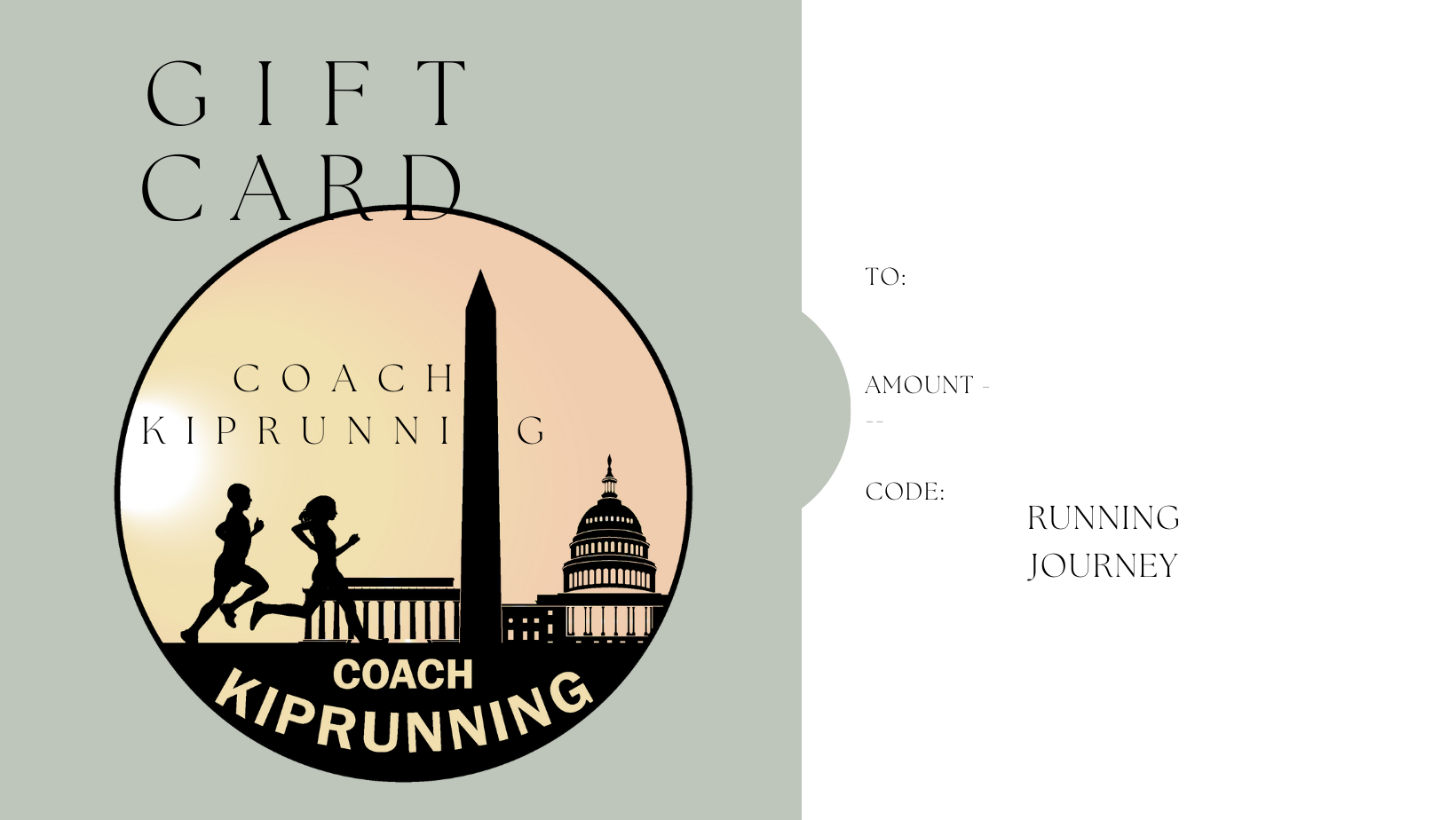 A gift card with the washington monument and capitol building in the background.